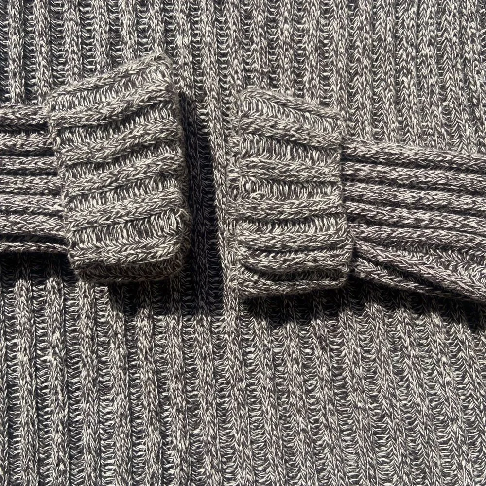 J. Crew Women’s M 100% Cotton Ribbed Marled Turtleneck Sweater Brown/Grey Y2K